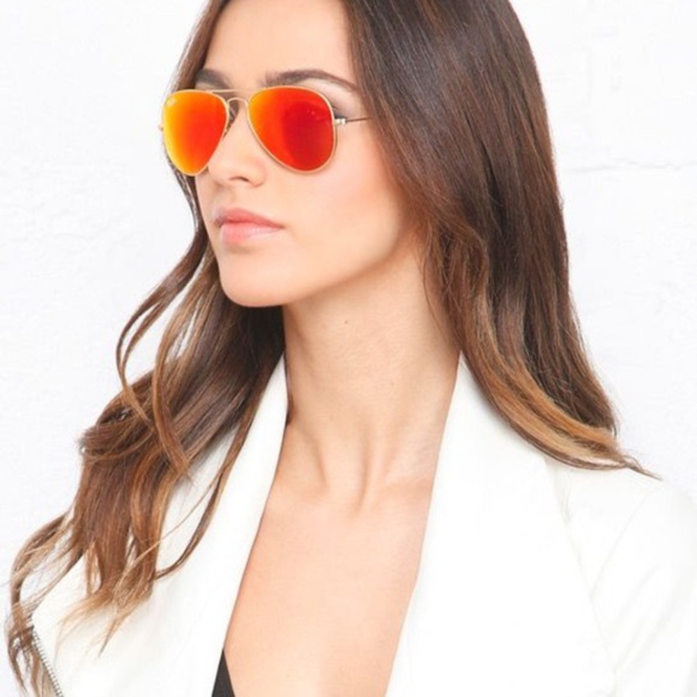 Ray Ban Aviator Red Orange Flash lenses